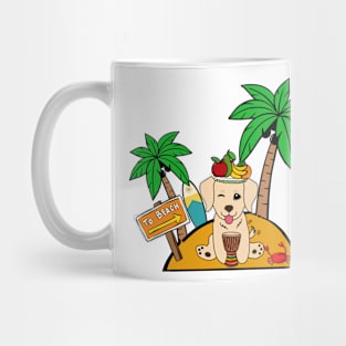 Funny golden retriever is on a deserted island Mug